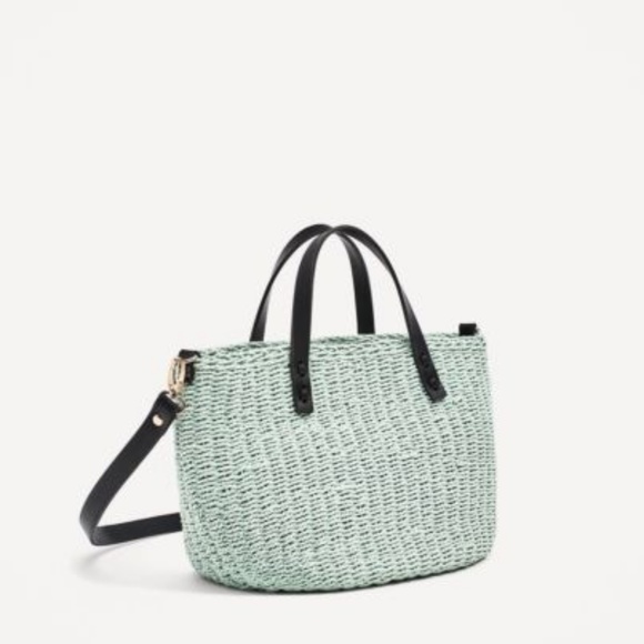 Zara Handbags - Zara NWT Mint Braided Mini Tote Bag